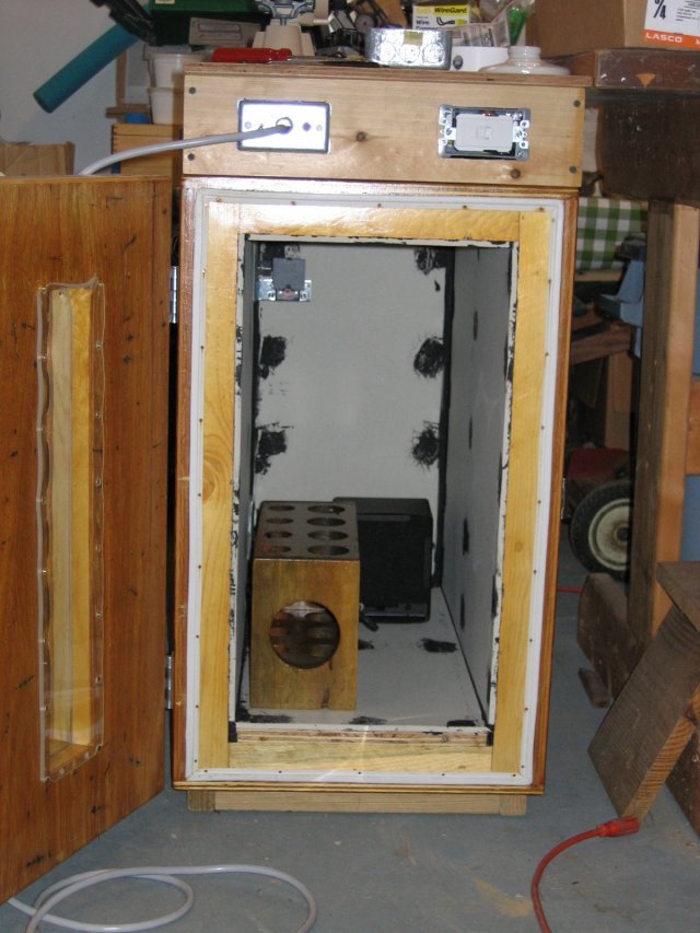 Inside view with propellant curing rack and heater